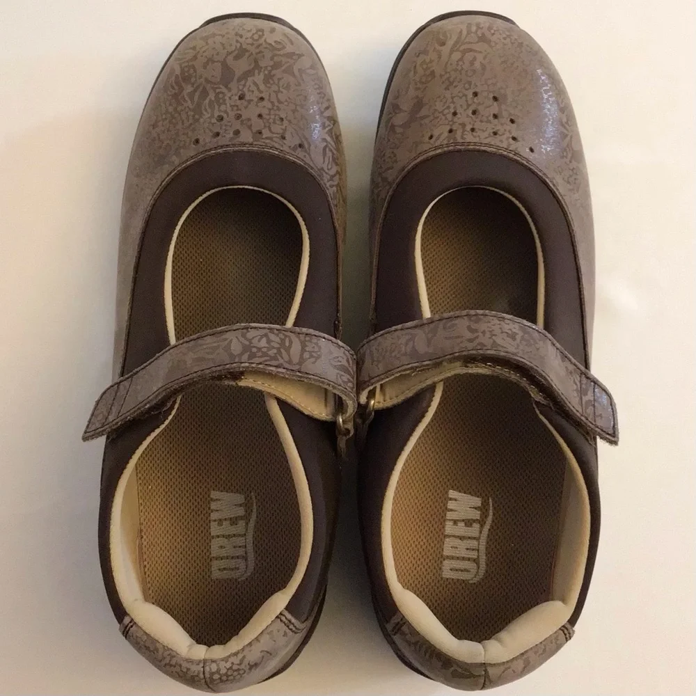 Drew 8.5 Rose Brown Mary Jane Women’s Leather Comfort Shoes Floral Brown